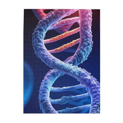 500-teiliges Puzzle für Erwachsene, herausforderndes Holzpuzzle, individuelles DNA-Genetisches Helix-Bilderpuzzle für Spielabende, Familien-Holzpuzzle, fertige Größe 51,8 x 38,1 cm von WLKSNBVD