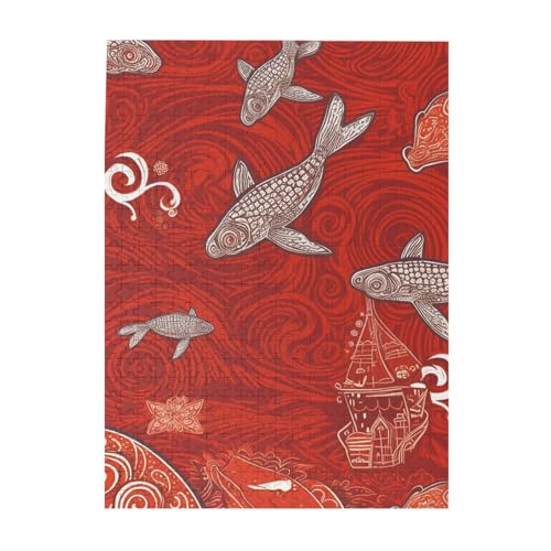 500-teiliges Puzzle für Erwachsene, herausforderndes Holzpuzzle, personalisierbar, Motiv: Rotes Meer, Tier-Bilderpuzzle für Spielabende, Familien-Holzpuzzle, fertige Größe 51,8 x 38,1 cm von WLKSNBVD