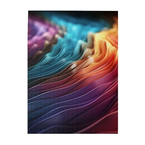 500-teiliges Puzzle für Erwachsene, herausforderndes Holzpuzzle, personalisierbar, farbige Linien, Bilderpuzzle für Spielabende, Familien-Holzpuzzle, fertige Größe 51,8 x 38,1 cm von WLKSNBVD
