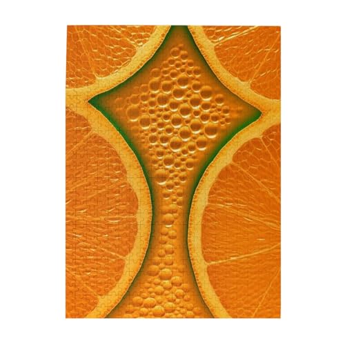 500-teiliges Puzzle für Erwachsene, herausforderndes Holzpuzzle, personalisierbar, orangefarbene Textur, Bilderpuzzle für Spielabende, Familien-Holzpuzzle, fertige Größe 51,8 x 38,1 cm von WLKSNBVD
