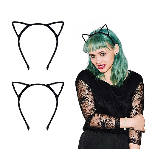 WLLHYF 2 Stück Katzenohren Halloween-Stirnband schwarz pelzige Tier-Kopfbedeckung Ohren Kopfbedeckung Kostümzubehör Cosplay-Haarband für Erwachsene Kinder Halloween-Partys (Set 1) WLLHYF 2 Stück Katzenohren Halloween-Stirnband schwarz pelzige Tier-Kopfbedeckung Ohren Kopfbedeckung Kostümzubehör Cosplay-Haarband für Erwachsene Kinder Halloween-Partys (Set 1) von WLLHYF