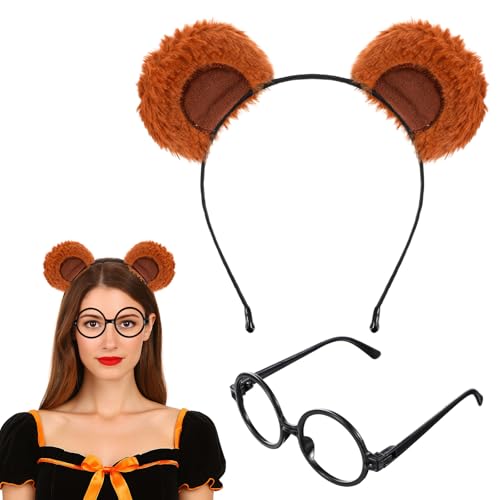 WLLHYF Bärenohren-Stirnband, braun, süßes Plüsch-Tierohren-Stirnband, Halloween-Festival, Tiere, Kostüm, Haarband, Make-up, Kopfbedeckung zum Waschen des Gesichts, Damen (mit Brillengestellen WLLHYF Bärenohren-Stirnband, braun, süßes Plüsch-Tierohren-Stirnband, Halloween-Festival, Tiere, Kostüm, Haarband, Make-up, Kopfbedeckung zum Waschen des Gesichts, Damen (mit Brillengestellen von WLLHYF