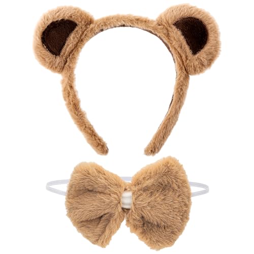 WLLHYF Bärenohren Stirnband und Fliege Set, Realistische Tiere Ohren Stirnband für Cosplay Dress Up Party Halloween Weihnachten Braunbär Kostüm Zubehör WLLHYF Bärenohren Stirnband und Fliege Set, Realistische Tiere Ohren Stirnband für Cosplay Dress Up Party Halloween Weihnachten Braunbär Kostüm Zubehör von WLLHYF