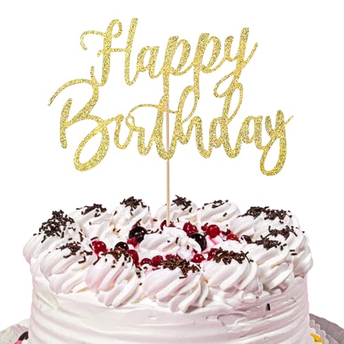WLLHYF Happy Birthday Tortendeko Cupcake Topper Geburtstag Glitzernd Goldenes Geburtstagsparty Dekoration Kuchenaufsatz Zubehör für Jungen Mädchen WLLHYF Happy Birthday Tortendeko Cupcake Topper Geburtstag Glitzernd Goldenes Geburtstagsparty Dekoration Kuchenaufsatz Zubehör für Jungen Mädchen von WLLHYF