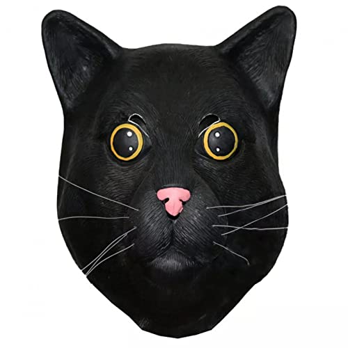 WLLLTY Halloween-Maske, Latex, Tier, schwarze Katze, Halloween, Cosplay, Kostüm, Vollkopfmaske von WLLLTY