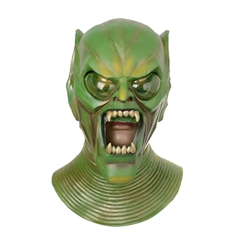 WLLLTY Halloween Maske Grüner Kobold Teufel Vollgesichtsmaske Halloween Cosplay Party Monster Kostüm Requisiten Gruselige Dämon Latex Masken Erwachsene Einheitsgröße von WLLLTY