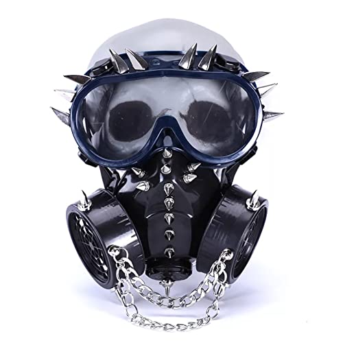 WLLLTY Halloween Maske Steampunk Cool Nagel Kette Maske Mit Brille Atemschutzmaske Cosplay Niet Brille Gesichtsmaske Party Zubehör von WLLLTY
