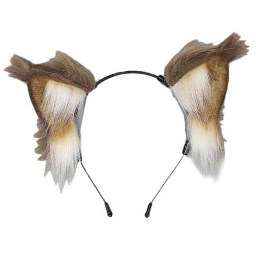 WLNEXT Cosplay Dienstmädchen-Haarreif, Cartoon-Ohr-Haarband, ethnisches Stirnband, Kostümzubehör, Mädchen, weiblich, Themenparty, Kopfschmuck, goldenes Eichhörnchen von WLNEXT