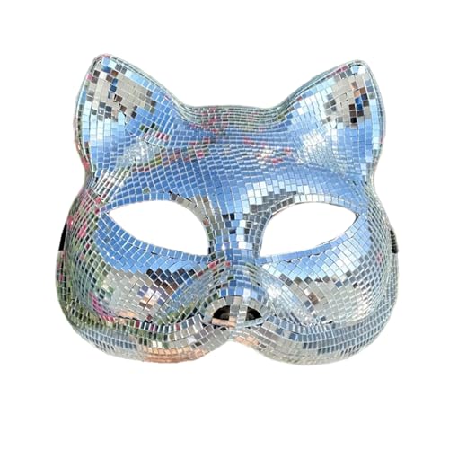 WLNEXT Disco-Maske, elegantes Katzengesicht für Partys, auffällige, glitzernde Katzen, Diskotheken für Clubbing-Geburtstage und Feiern von WLNEXT