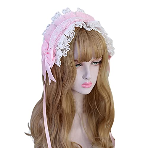 WLNEXT Gerüschtes Stirnband mit süßem Stern, Stickerei, Spitzenband, Schleife, Haarband mit Haarnadeln, Anime-Dienstmädchen, Cosplay, Kopfschmuck, Hellrosa WLNEXT Gerüschtes Stirnband mit süßem Stern, Stickerei, Spitzenband, Schleife, Haarband mit Haarnadeln, Anime-Dienstmädchen, Cosplay, Kopfschmuck, Hellrosa von WLNEXT