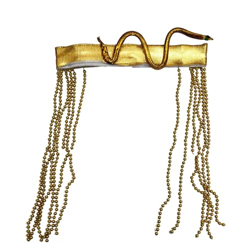 WLNEXT Goldene ägyptische Stirnbänder mit Perlenfransen Party Haarband Karneval Haarband Halloween Cosplay Kopfschmuck Uni Gold von WLNEXT