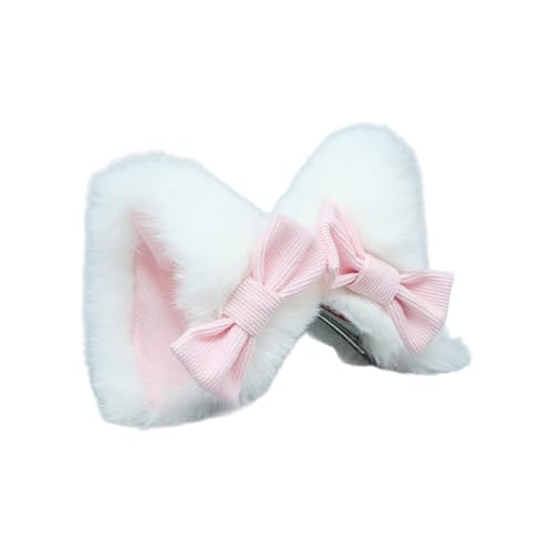 WLNEXT Handgefertigte Kätzchen-Ohren-Haarspange, Kätzchen-Mädchen, Cosplay, Kopfbedeckung, Ohren, Pelzanzug, Maskeraden, Halloween, Cosplay, Party, Weiß / Rosa von WLNEXT