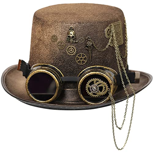 WLNEXT Herrenhut mit Brille, Gay-Zylinder, Bowler-Zylinder, Vintage-Stil, Halloween, Nachtclub, Gold WLNEXT Herrenhut mit Brille, Gay-Zylinder, Bowler-Zylinder, Vintage-Stil, Halloween, Nachtclub, Gold von WLNEXT
