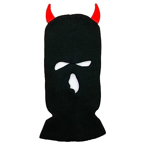 WLNEXT Hochelastische Halloween-Wintermütze, Strickmütze für Damen und Herren, hält die Ohren warm, für Erwachsene, Strickmütze, Teufel, Schwarz WLNEXT Hochelastische Halloween-Wintermütze, Strickmütze für Damen und Herren, hält die Ohren warm, für Erwachsene, Strickmütze, Teufel, Schwarz von WLNEXT