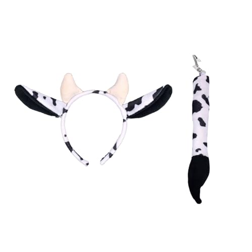 WLNEXT Kreative Frauen-Haarbänder mit Kuhohren, mit langem Schwanz, Set für Foto-Stirnbänder, Cartoon, Karneval, Cosplay, Haarreifen, 2 Stück WLNEXT Kreative Frauen-Haarbänder mit Kuhohren, mit langem Schwanz, Set für Foto-Stirnbänder, Cartoon, Karneval, Cosplay, Haarreifen, 2 Stück von WLNEXT