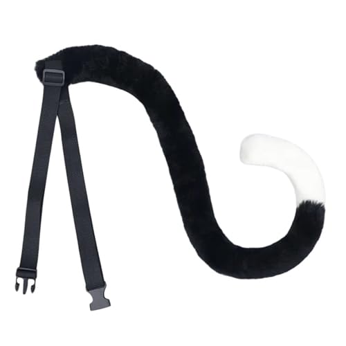 WLNEXT Plüsch-Tierohren-Haarreif, Anime-Dienstmädchen-Haarreifen/Schwanz, Cosplay-Kostüm, Halloween-Party, Kopfschmuck, Frauen-Kopfbedeckung, Schwanz, schwarz und weiß von WLNEXT