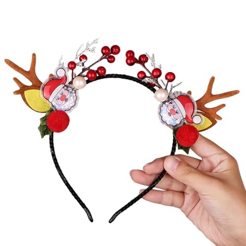 WLNEXT Rentier-Haarreif mit Weihnachtsmotiv, Party-Requisiten, Zubehör, Headhoop Festival, Party, Haarband für Kinder und Erwachsene, Weihnachtsmann, Braun von WLNEXT