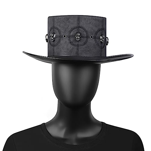 WLNEXT Uni Zylinderhüte mit Dekorationen, 12,7 cm hoch, Halloween-Cosplays, Kostümzubehör für Männer und Frauen, Schwarz von WLNEXT