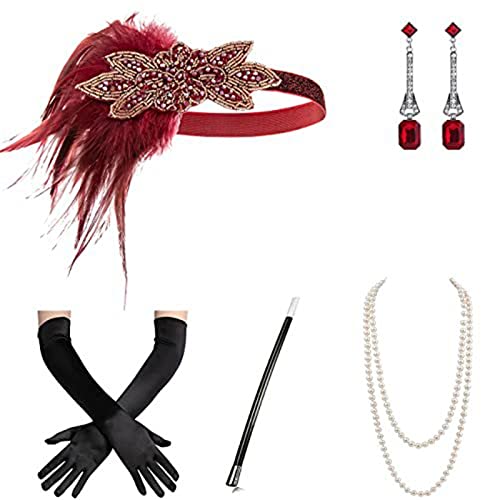 WLNEXT Vintage Damen Kostüm Accessoires Set Stirnband Halskette Ohrringe für 20er Jahre Cocktail Party 5 WLNEXT Vintage Damen Kostüm Accessoires Set Stirnband Halskette Ohrringe für 20er Jahre Cocktail Party 5 von WLNEXT