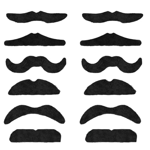 12Stk Schnurrbart zum Ankleben,Schwarze Schnauzer,Fake Bärte zum Ankleben Realistisch,Kostüm Schnurbart Kleben,Falscher Bart 80er,Moustache,Beard für Weihnachtsfeier Geburtstag Partei Damen Herren 12Stk Schnurrbart zum Ankleben,Schwarze Schnauzer,Fake Bärte zum Ankleben Realistisch,Kostüm Schnurbart Kleben,Falscher Bart 80er,Moustache,Beard für Weihnachtsfeier Geburtstag Partei Damen Herren von WLVinson