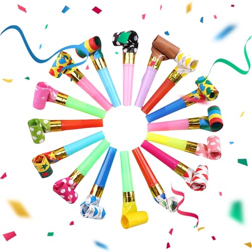 20Stück Tröte,Partytröten,Tröten Kindergeburtstag,Tröten zum Anfeuern,Krachmacher Spielzeug,Trompete Pfeifen Spielzeuge Kinder,Bunt Papiertrompete für Neujahr Party,Geburtstagsfeiern,Festliche Anlässe von WLVinson