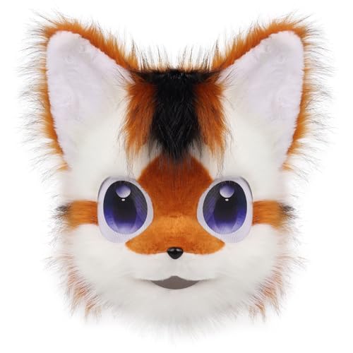 WLYEZAU Fursuit Furry Stirnband Tier Katze Hund Kunstplüsch Vollkopf niedlich Comic Con Wear Maske Cosplay Halloween Party Karneval(B) von WLYEZAU