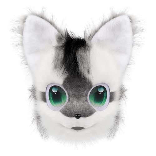 WLYEZAU Fursuit Furry Stirnband Tier Katze Hund Kunstplüsch Vollkopf niedlich Comic Con Wear Maske Cosplay Halloween Party Karneval(C) von WLYEZAU