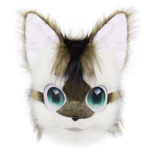 WLYEZAU Fursuit Furry Stirnband Tier Katze Hund Kunstplüsch Vollkopf niedlich Comic Con Wear Maske Cosplay Halloween Party Karneval(D) von WLYEZAU