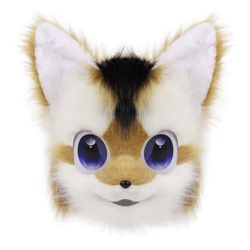 WLYEZAU Fursuit Furry Stirnband Tier Katze Hund Kunstplüsch Vollkopf niedlich Comic Con Wear Maske Cosplay Halloween Party Karneval(E) von WLYEZAU