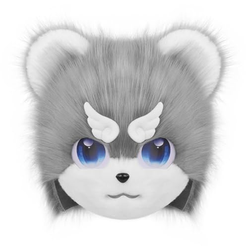 WLYEZAU Pelzigen Stirnband Tier Katze Hund Künstliche Plüsch Vollen Kopf Nette Comic Con Tragen Maske Cosplay Halloween Party Karneval(Black) von WLYEZAU