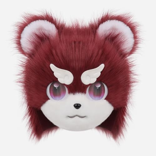 WLYEZAU Pelzigen Stirnband Tier Katze Hund Künstliche Plüsch Vollen Kopf Nette Comic Con Tragen Maske Cosplay Halloween Party Karneval(Brown) von WLYEZAU