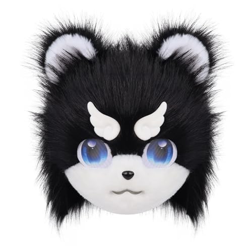 WLYEZAU Pelzigen Stirnband Tier Katze Hund Künstliche Plüsch Vollen Kopf Nette Comic Con Tragen Maske Cosplay Halloween Party Karneval(Orange) von WLYEZAU