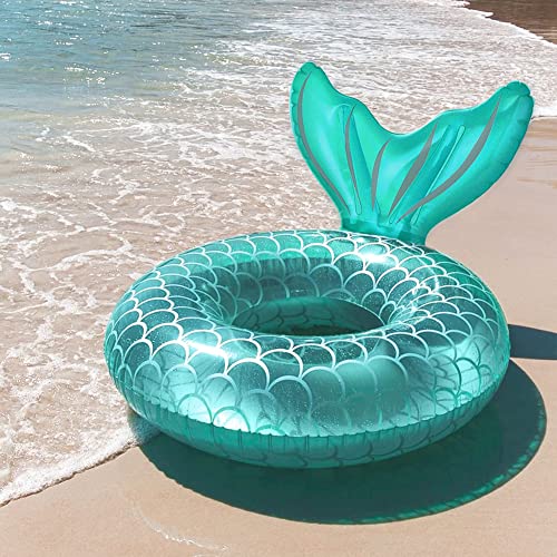WLZP Luftmatratze Schwimmreifen Aufblasbar, Aufblasbare Schwimmbecken, schwimmende Spielzeuge in Meerjungfrau-Schwanzform, Sommer-Schwimmbad-Strandspielzeug, Pool-Party-Dekorationen von WLZP