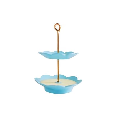 1 x blauer 1/12 Miniatur-Kuchenständer mit 2 Ebenen, Puppenhaus-Dekoration, Zubehör, Miniatur-Puppenhaus-Zubehör, Miniatur-Kuchen (2,3 x 2,3 x 3,3 cm) von WLngtv