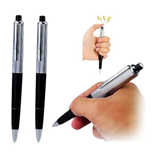 WLngtv 2 Stück Shock Pen Streich, Silber, interessante überraschende Streichartikel, leichte schockierende praktische Witz-Stoßstift-Spielzeug für Outdoor-Neuheit und Gag-Spiele von WLngtv