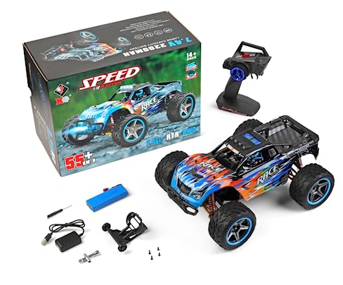 WLtoys High-Speed RC Car 104019 1:10 2.4G RC Car 55KM/H Off-Road Racing 3650 Brushless Motor Metal Chassis Electric High-Speed Drift Car for Toys (104019 2 * 2200) von WLtoys