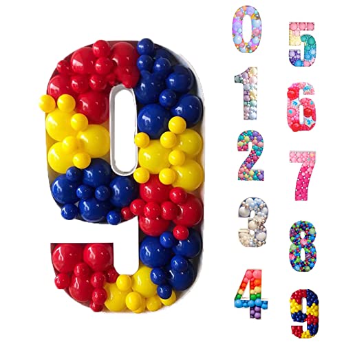 Ballon Mosaik Zahl Stand 70cm Stand-Up Mosaik-Bausatz Zahl geformt Ballonrahmen für Geburtstag Party und Abschlussfeiern Dekoration(Ballons nicht enthalten) (9) von WMLBK
