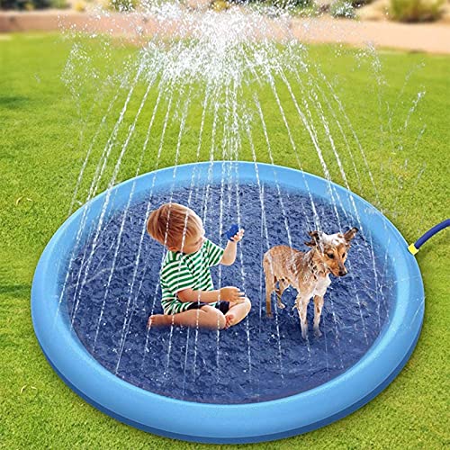 Dog Sprinkler Pad,Sommer Outdoor Garten Splash Pad Wassersprühkissen für Haustier Hund Baby,Rutschfeste Sprinklerpool Hundepool (100cm) von WMLBK