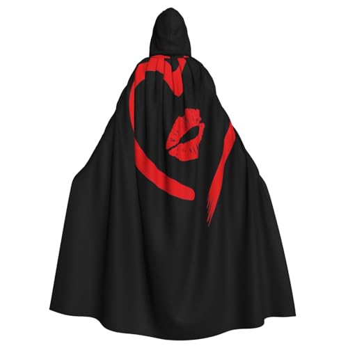 WMSYJHLA Heart Drawn In Lipstick Halloween Unisex Hooded Cloak Cape Robe Christmas Fancy Dress Costumes For Adults Vampire Witch WMSYJHLA Heart Drawn In Lipstick Halloween Unisex Hooded Cloak Cape Robe Christmas Fancy Dress Costumes For Adults Vampire Witch von WMSYJHLA