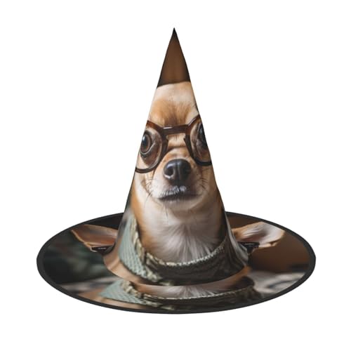 Chihuahua Hund Brille Druck Halloween Hut Party Karneval Hut Tanzen Cosplay Kostüm Hexen Party Erwachsene von WNCLKF