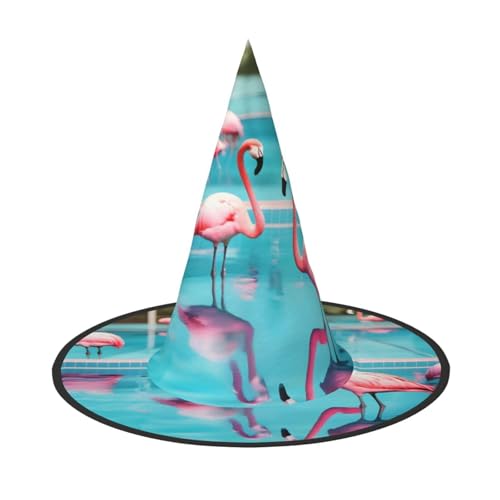 Flamingo und Schwimmbad Druck Halloween Hut Party Karneval Hut Tanzen Cosplay Kostüm Hexen Party Erwachsene von WNCLKF