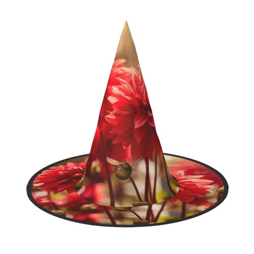 Rote Blumen Druck Halloween Hut Party Karneval Hut Tanz Cosplay Kostüm Hexen Party Erwachsene von WNCLKF
