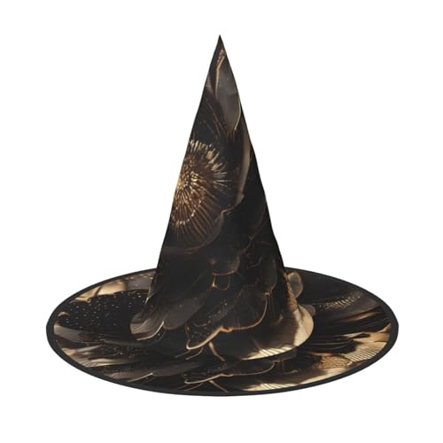 Schwarz und Gold Blumen Druck Halloween Hut Party Karneval Hut Tanz Cosplay Kostüm Hexen Party Erwachsene von WNCLKF