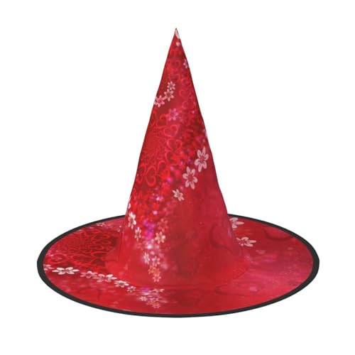 Valentinstag Rot Herz Blume Druck Halloween Hut Party Karneval Hut Tanz Cosplay Kostüm Hexen Party Erwachsene von WNCLKF