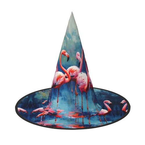 Viele Flamingos Malerei Druck Halloween Hut Party Karneval Hut Tanzen Cosplay Kostüm Hexen Party Erwachsene von WNCLKF