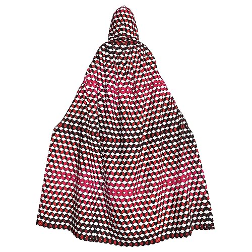 WNCLKF 3D rot karierter Druck Erwachsene Karneval Kapuzenumhang Halloween Umhang Cosplay Goth Umhang Fiesta Party Dekoration WNCLKF 3D rot karierter Druck Erwachsene Karneval Kapuzenumhang Halloween Umhang Cosplay Goth Umhang Fiesta Party Dekoration von WNCLKF