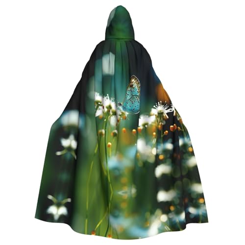 WNCLKF Cartoon-Farbe Blume Schmetterling Druck Erwachsene Karneval Kapuzenumhang Halloween Umhang Cosplay Goth Umhang Fiesta Party Dekoration von WNCLKF