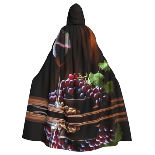 WNCLKF Rotwein-Galsses Trauben Druck Erwachsene Karneval Kapuzenumhang Halloween Umhang Cosplay Goth Umhang Fiesta Party Dekoration von WNCLKF