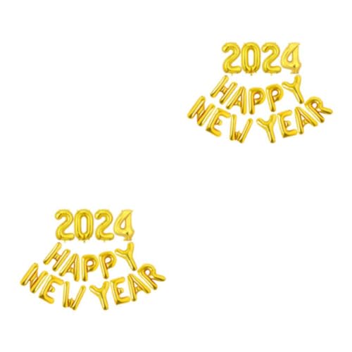 WNDUOKXH 2 Satz von Frohes Neues Jahr 2024 Folienballon zum sicheren und einfachen Aufblasen Silvester Metall Innenaluminiumfolie aus ungiftigem Gold von WNDUOKXH