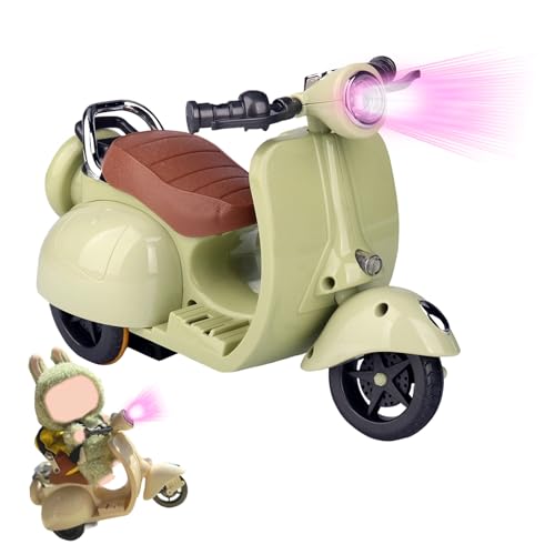 WNRTSA Scooter für La Bubu-Zubehör, niedlicher beleuchteter und musikalischer Sitz mit 360° Drehung, passend für 17 cm große Labubu-Puppen, perfekt für Labubu-Sammler, Batterien nicht im Lieferumfang von WNRTSA